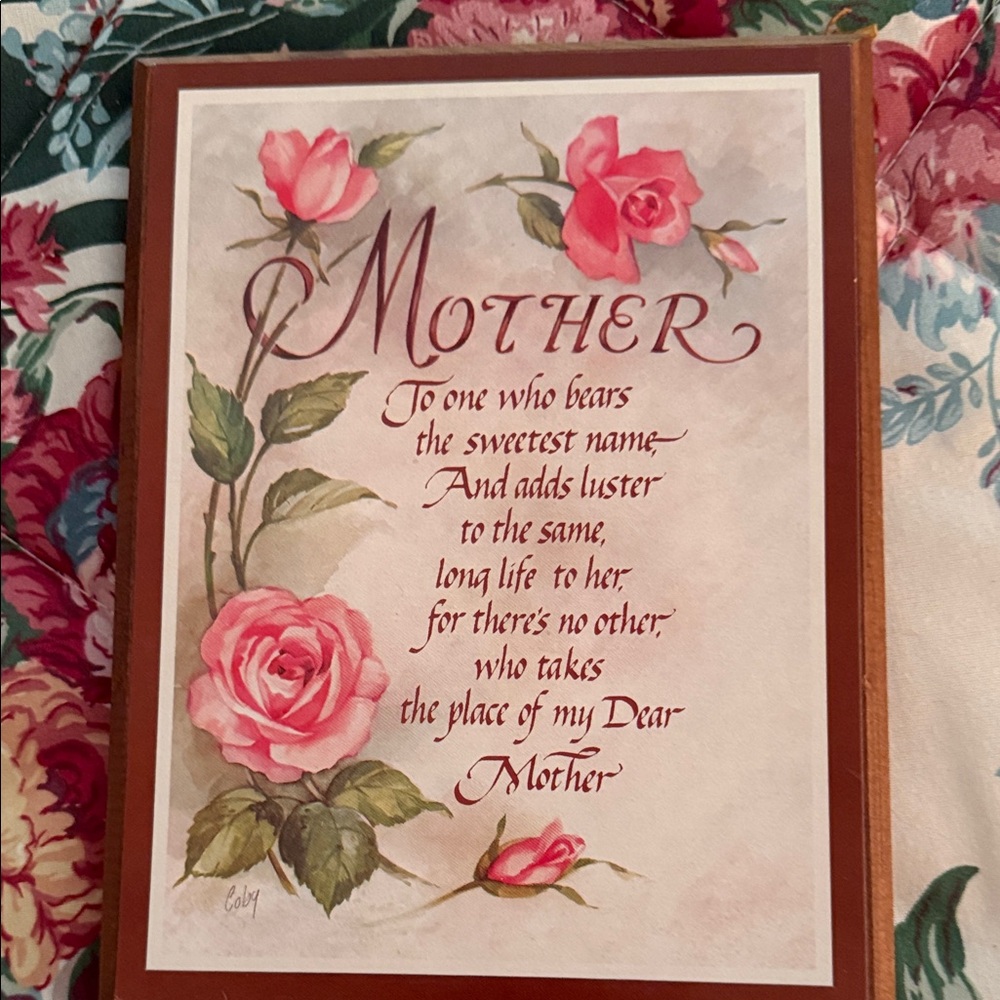 Vintage Mother” poem plaque from 1983